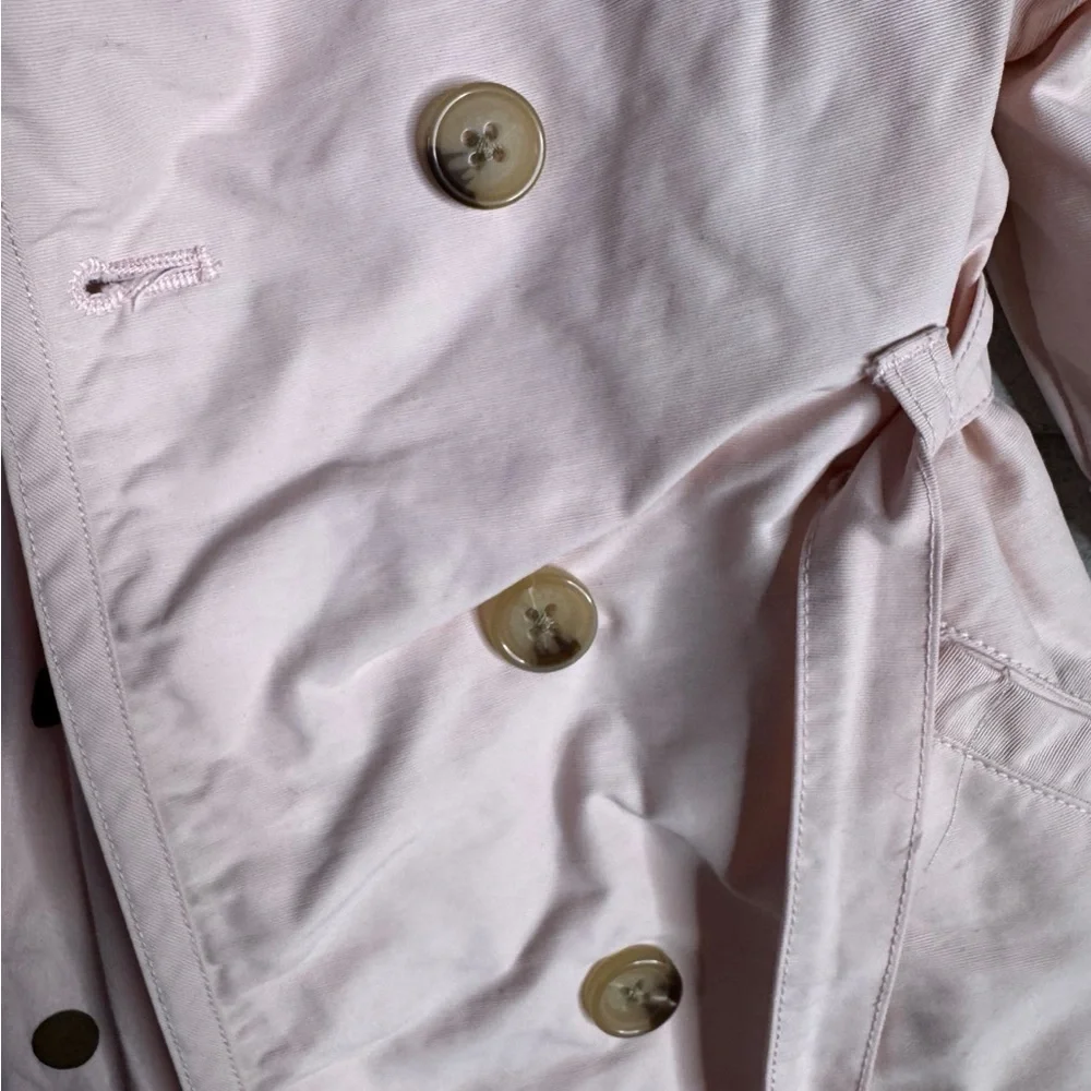 Janie and Jack Light Pink Double-Breasted Raincoat Size 0-6M Good Condition